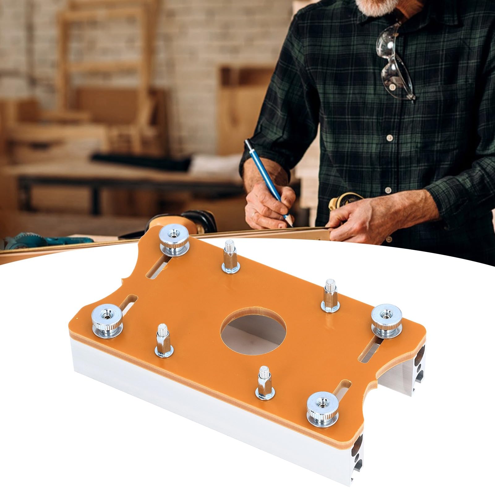 Trimming Machine Slotted Bracket,Wood Router Base, 2 in 1 Compact Wood Palm Router Base Router Slotting Bracket Wood Router Base for Carbinet Closet Furniture Woodworking