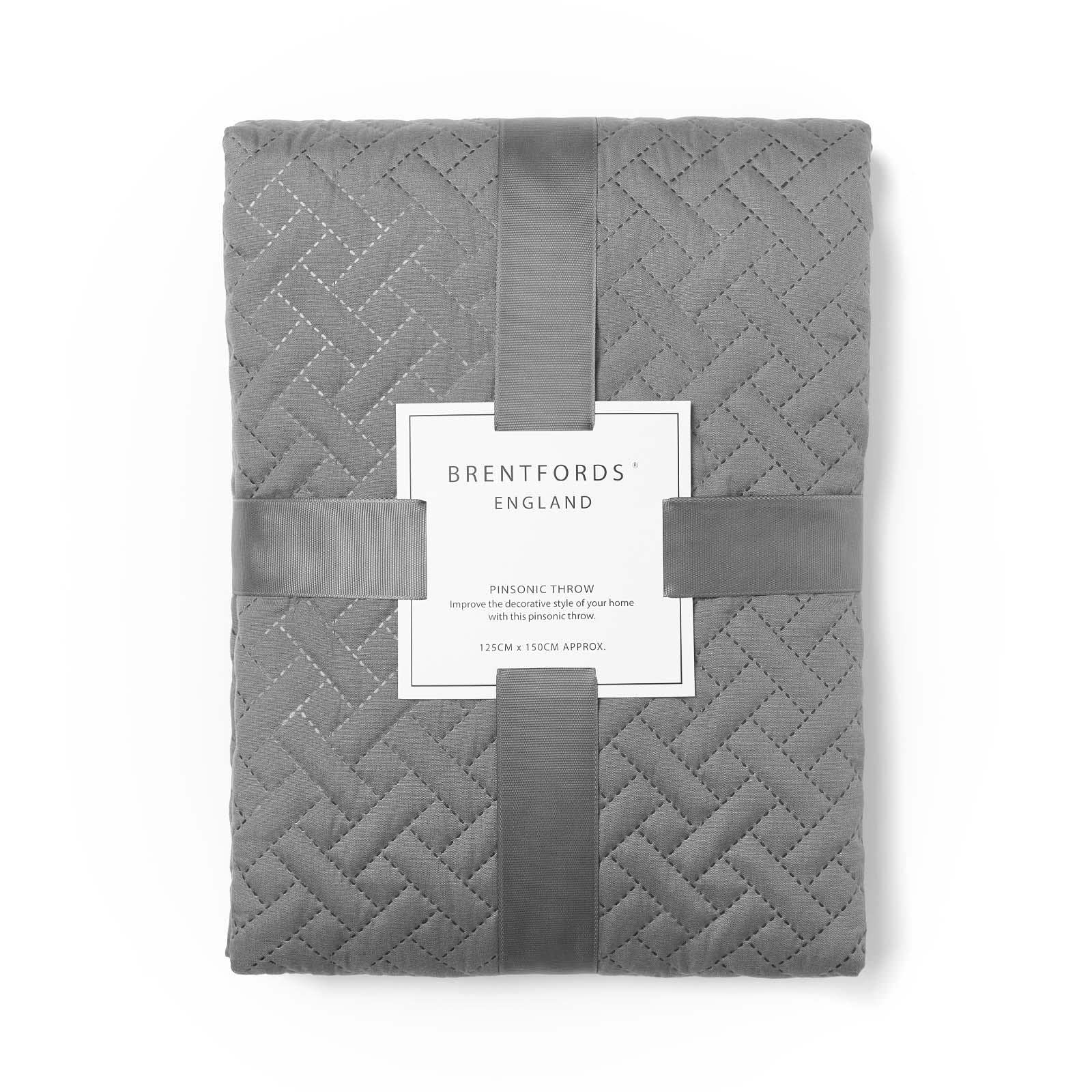 Brentfords Double Throw Blanket Geometric Pinsonic Quilted Bedspread, Luxurious Super Soft Charcoal Grey Lightweight Quilted Bed Throw for Sofa Double Bedspread, 150 x 200 — image 1