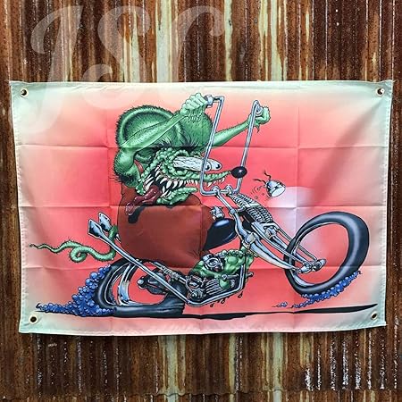 Amazon ラットフィンク レア 特大 バナー フラッグ ハーレーダビッドソン ミニカー ホットロッド アメリカ ローライダー スポーツカー おもちゃ フィギュア アメ車 ローライダー Usdm Jdm ステッカー ポスター アメリカン雑貨 ハーレー ハワイ 車 バイク 車 バイク