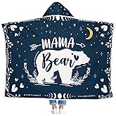 GEEMBI Birthday Gifts for Mom - Mama Bear Blue Blanket Hoodie 47x72 in - Mom Birthday Gifts from Daughter Son Husband, Mama Gift Ideas, Gift for Mother Grandma Wife, Hoodie Blanket for Women