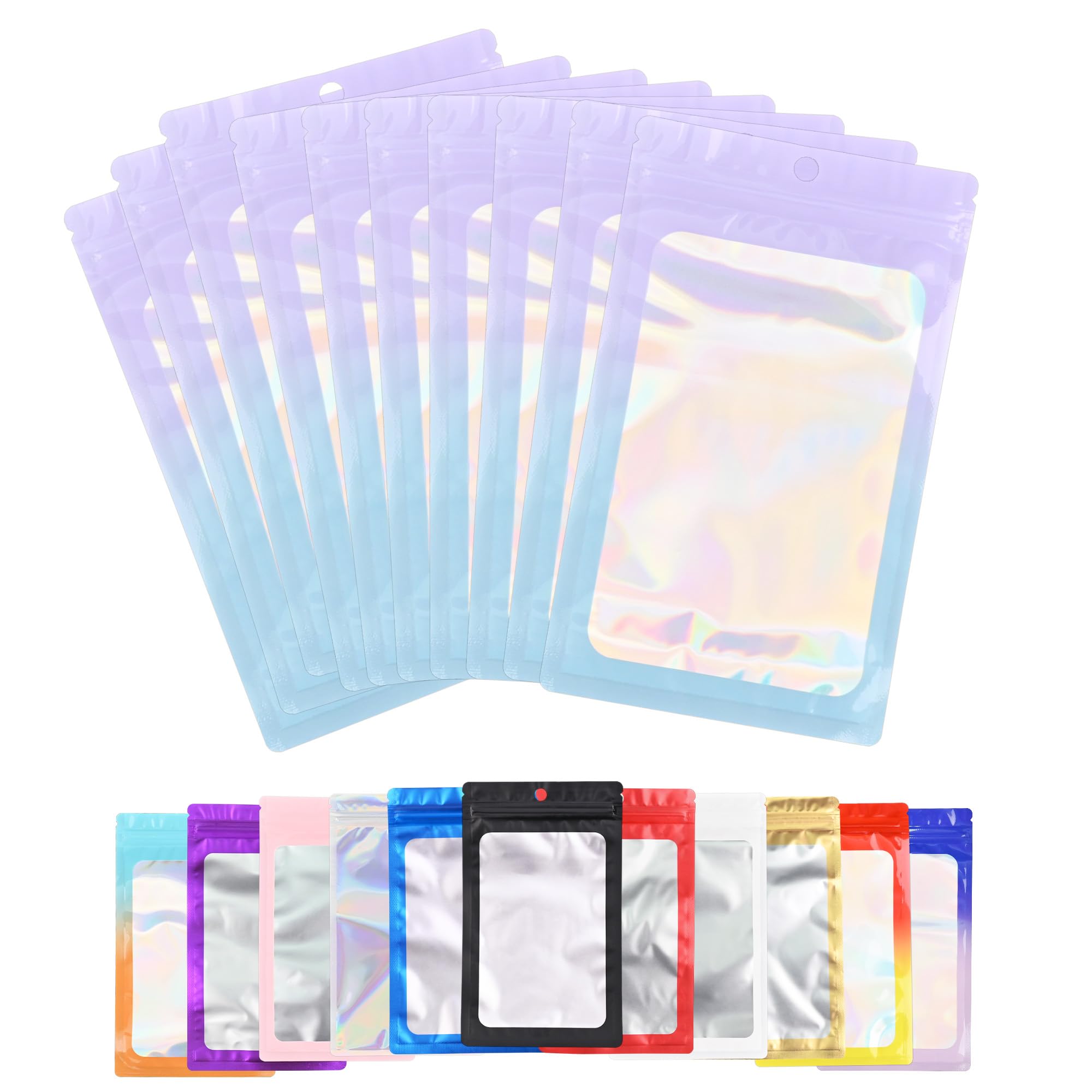 Photo 1 of 100 Pack Resealable Plastic Bags for Food Storage, Zipper Bags with Clear Front Window, Packaging Pouch for Small Business (Pink & Blue, 2.9x4.7 inch)