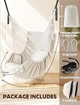 Chihee Hammock Chair Hanging Swing 2 Cushions Strong Straps Hooks view 4