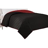 Martex1C19850 Reversible King Size Coverlet, Black/Red