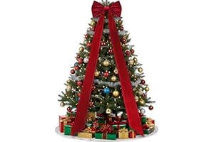 Canlierr Christmas Tree Topper Bow 90x18 Inch Giant Large Velvet Bow with Long Streamers Huge Decorative Wrapping Gift Decor for Xmas Tree Front Door Patio Outdoor Wedding Arch(Burgundy)