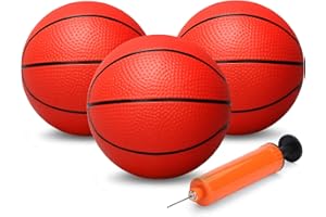GAMTEC 6" Indoor Small Sport Basketball for Kids Adults, Toddler 6 Inch Little Ball for Over Door Mini Basketball Hoop, Replacement Ball, Silence Rubber Basketball for Outdoor Beach Pool Hoop 3PCS with Pump