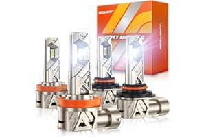 SEALIGHT 9005 H11 𝐋𝐄𝐃 Bulbs Combo, 96,000LM Ultra-1000% Brighter 32PCS Lighting Chips, 6500K White HB3 H8 Combo, IP68 80,000hrs+ Lifespan, Plug N Play, Pack of 4