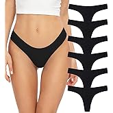 Thongs for Women, No Show Womens Thongs Underwear, Ice Silk Thong Bikini Underwear Pack
