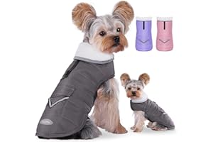 iBuddy Dog Winter Coats with Fleece Vest,Waterproof Warm Dog Snow Jacket Windproof, Reflective Adjustable Pet Dogs Cold Winter Coat for Dogs Girl Boy