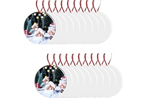 WANZELONYO Sublimation Blank Ornaments 4 Inch Round Aluminium Haning Ornament 20 PCS Bulk for HTV Crafting DIY and Chritsmas Tree Decoration