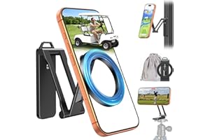 OMOTON CV08 Magnetic Golf Cart Phone Holder with [1/4” Screw] [Foldable & Extendable Arm], 360° Swivel Phone Mount for iPhone