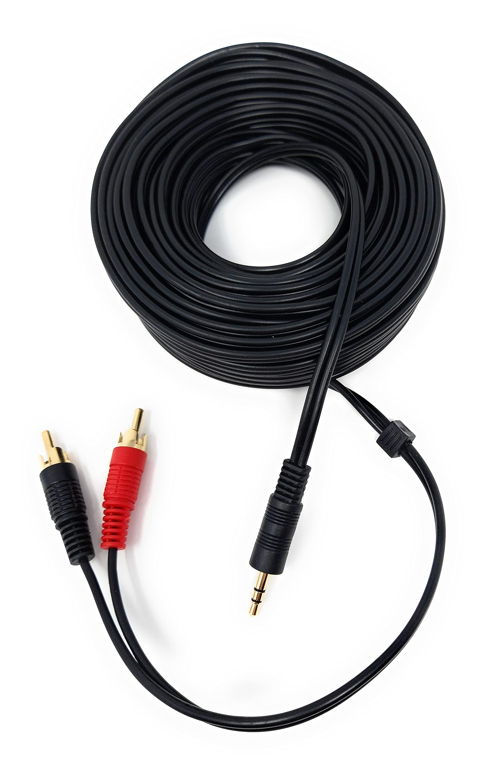 DRUT 15m 3.5mm to Twin RCA Stereo Aux Phono Audio Cable Mini Jack Lead Cord Y Splitter Headphone Cord RCA Y Splitter Adapter 50ft Black Gold Connectors