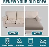 BellaHills High Stretch Jacquard Sofa Seat Cushion Covers Taupe Chaise view 6