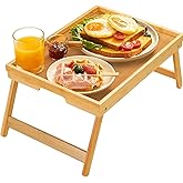 Pipishell Bamboo Bed Tray Table with Foldable Legs, Breakfast Tray for Sofa, Bed, Eating, Working, Used As Laptop Desk Snack 