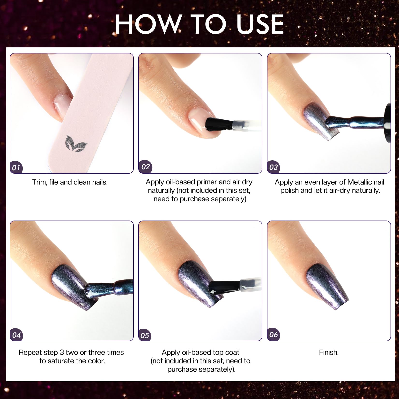 Morovan Fingernail Nail Polish Set: Holographic Metallic Lacquer Air Dry Nail Polish Regular Nail Polish Pack 0.25oz Glitter Finger Nail Polish Bulk Toenail Polish Kit Gift for Women - Image 7