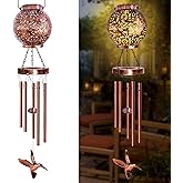 Wind Chimes for Outside, Windchimes Outdoors Hummingbird Gifts for Mom Women Grandma, Hanging Solar Lantern Solar Wind Chimes for Outside Patio Yard Garden Decor