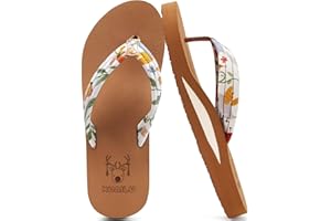 KuaiLu Womens Arch Support Flip Flops Ladies Comfort Lightweight Soft Yoga Mat Cushion Walking Thong Sandals