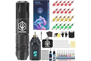 VIDATTX POSEIDON Tattoo Kit - Tattoo Machine Kit Tattoo Gun Kit with 20 Pcs Cartridge Needles Tattoo Pen Kit for Beginners Rotary Tattoo Machine Pen Kit Complete Tattoo Kit Tattoo Supplies(PTK035)