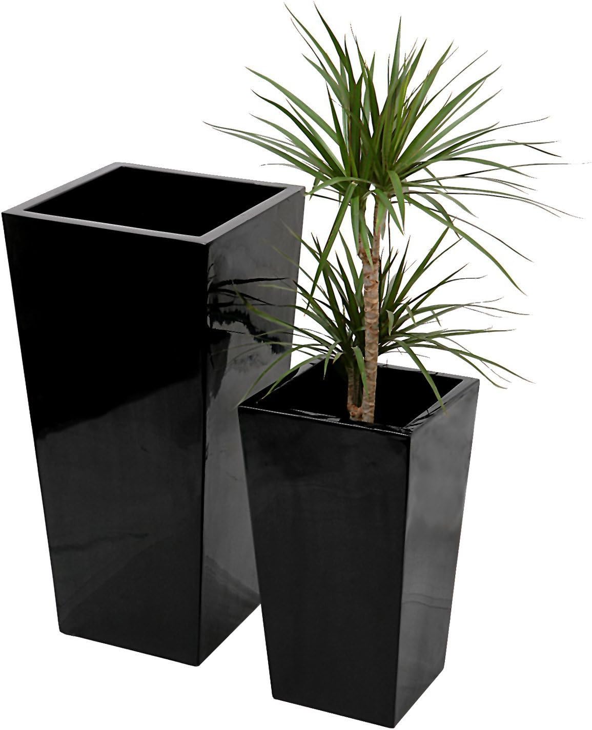 Tall Flared Square Fibreglass Planter Gel Coat Black XL H1.2m x W43cm