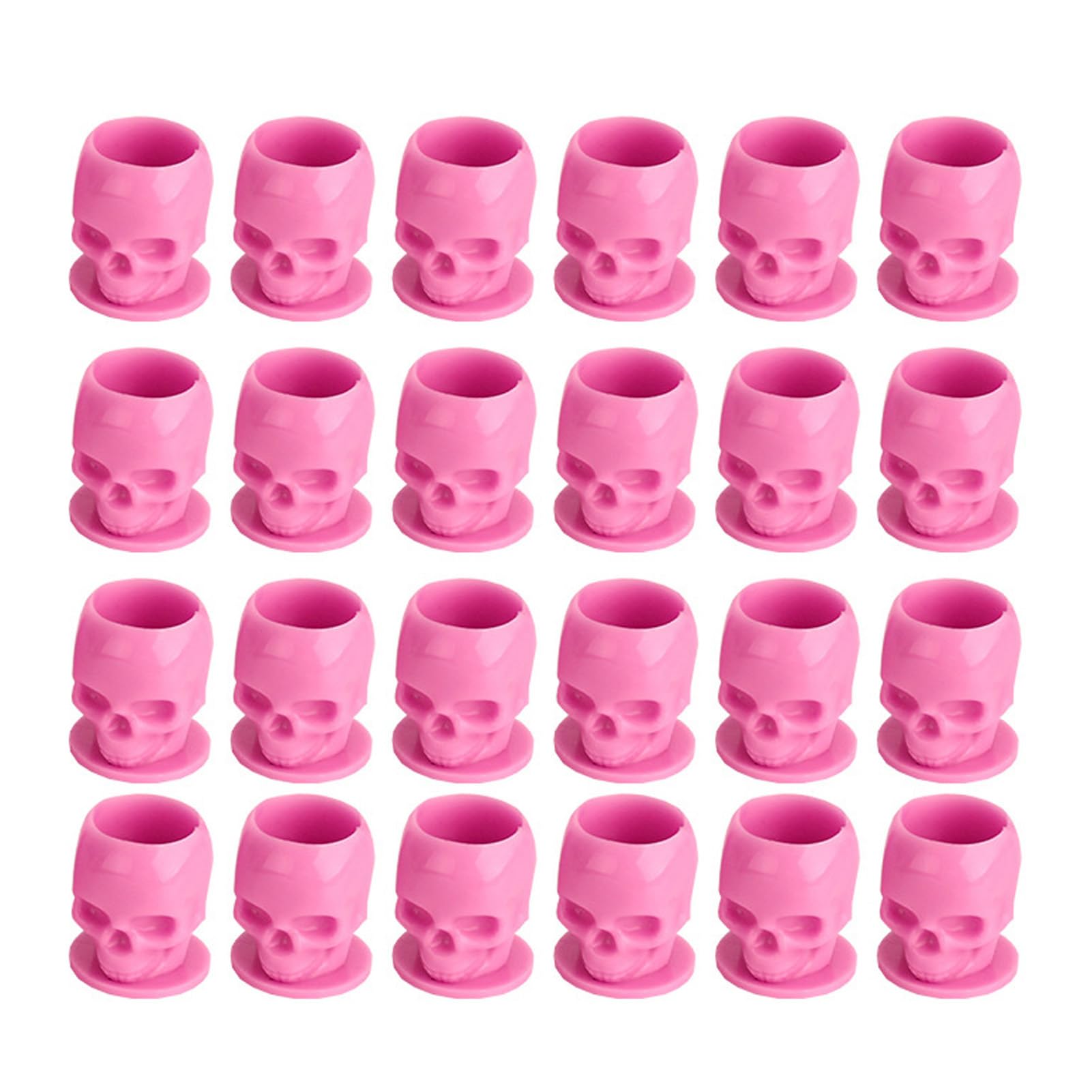 Tattoo Ink Cup Set, Makeup Pigment Cup Skull Shaped Disposable Professional for Beginners for Beauty Salon (Pink)