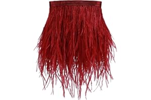 AMZTKDIY Ostrich Feathers Sewing Fringe Trim Ribbon for Crafts Clothes Accessories Latin Wedding Dress DIY 2 Yards 4-6inch Width (5 Yards, Wine Red)