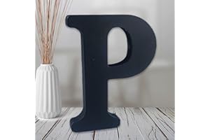 AOCEAN 6 inch Black Wood Letters Unfinished Wood Letters for Wall Decor Decorative Standing Letters Slices Sign Board Decoration for Craft Home Party Projects (P)