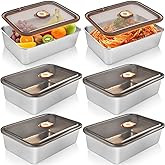 Akamino 6 Pcs Stainless Steel Food Storage Containers with Airtight Lids,52 oz Leak Proof Outdoor Lunch Container, Metal Bent