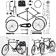 2025 New 51 Pcs DIY Retro Bicycle Model Ornament For Kids, Creative 1:10 Simulation Mini Bicycle Model Scale Kit With Inflator and Briefcase, Finger Bike Models Toys For Desktop Decoration Ornament