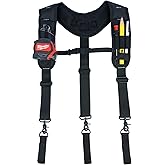 KUNN Tool Belt Suspenders,Heavy Duty 3-Points Padded Construction Work Pouch Suspender for Men with Tool Belt Loops