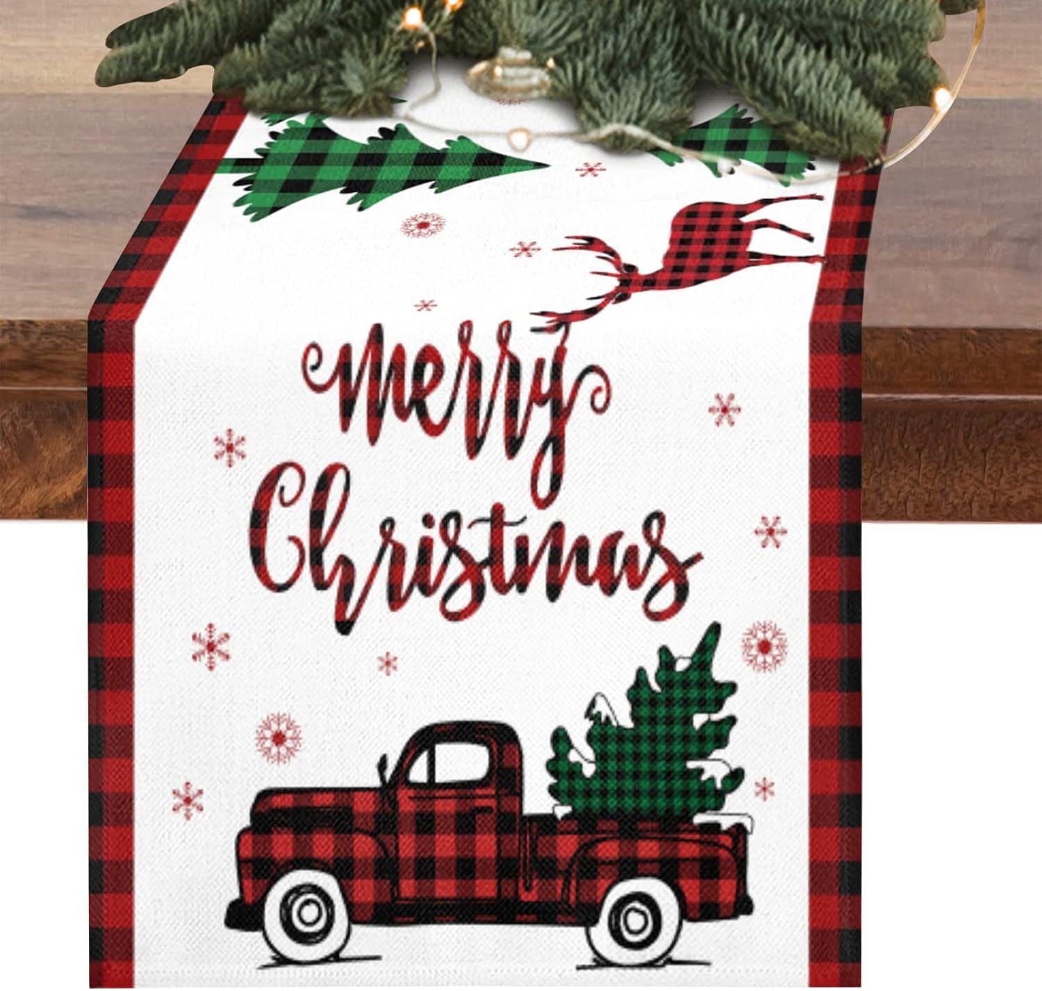 Photo 1 of ***STOCK PHOTO FOR REFERENCE ONLY***
Christmas Table Runner Mouse Merry Christmas Runner for Kitchen Dining Tables Long Buffalo 72x13inch Plaid Style Red and White Table Decorations for Winter Holiday