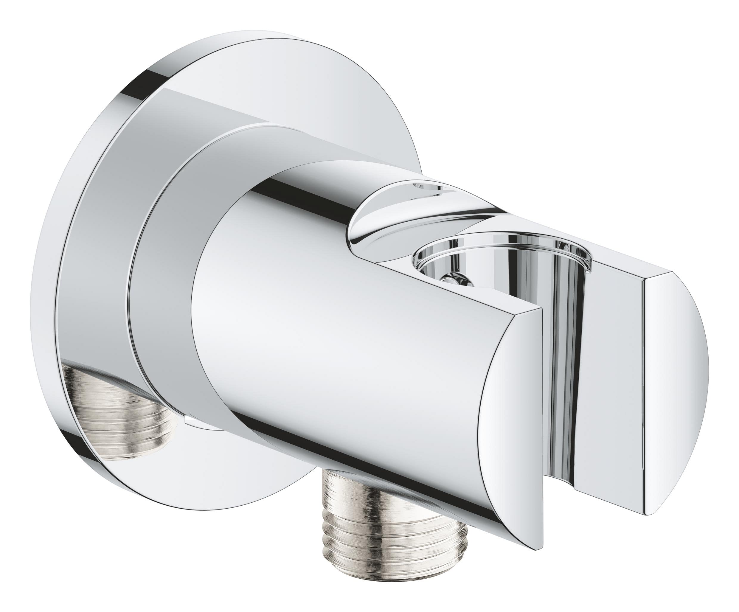 GROHE Vitalio Universal Wall Union with Shower Outlet Elbow 1/2 Inch Male Thread and Wall Holder for Hand Showers, Chrome, 26962001