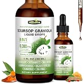 HIIHONE 2 Pack | 8-in-1 Soursop Graviola Bitters Liquid Drops, 1 fl oz | Alcohol-Free, Soursop Leaf Extract Drops, Sea Moss, Ashwagandha &amp; Turmeric, Immune, Liver, Antioxidant &amp; Sleep Support