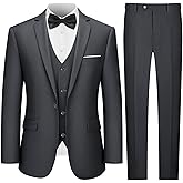 LUPURTY 3 Piece Suits for Men,Men's Suit Slim Fit,Business Solid One Button Wedding Tuxedo Blazer Vest Pants Set