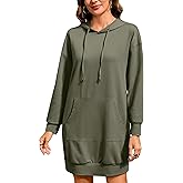 Quenteen Women Hoodies Dress Hooded Sweatshirts Dress Casual Long Sleeve Tunic Dress Oversized Sweatshirts with Pocket