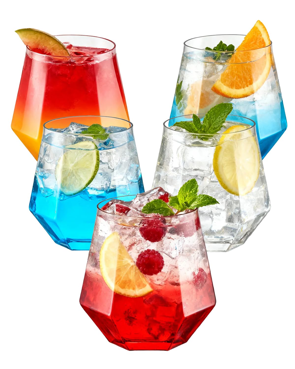 Photo 1 of BESTSTAR 40 PCS Clear 12 Oz Plastic Wine Whiskey Glasses, Diamond Stemless Unbreakable Disposable Wine Glasses for Parties, Ideal for Weddings, Christmas, Halloween,Holidays,pool party,Daily Use