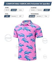 uideazone Funny Golf Shirts for Mens Hawaiian Pink