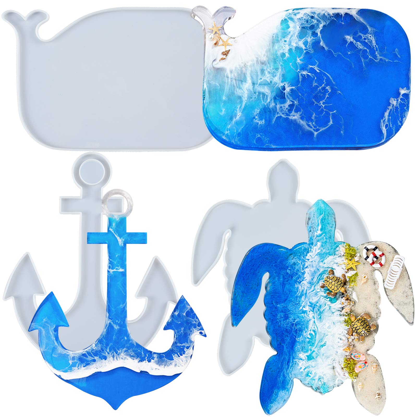Serving Board Epoxy Resin Silicone Moulds Turtle Whale Anchor Platter, Coasters, Extra Large Trays 12.5inch