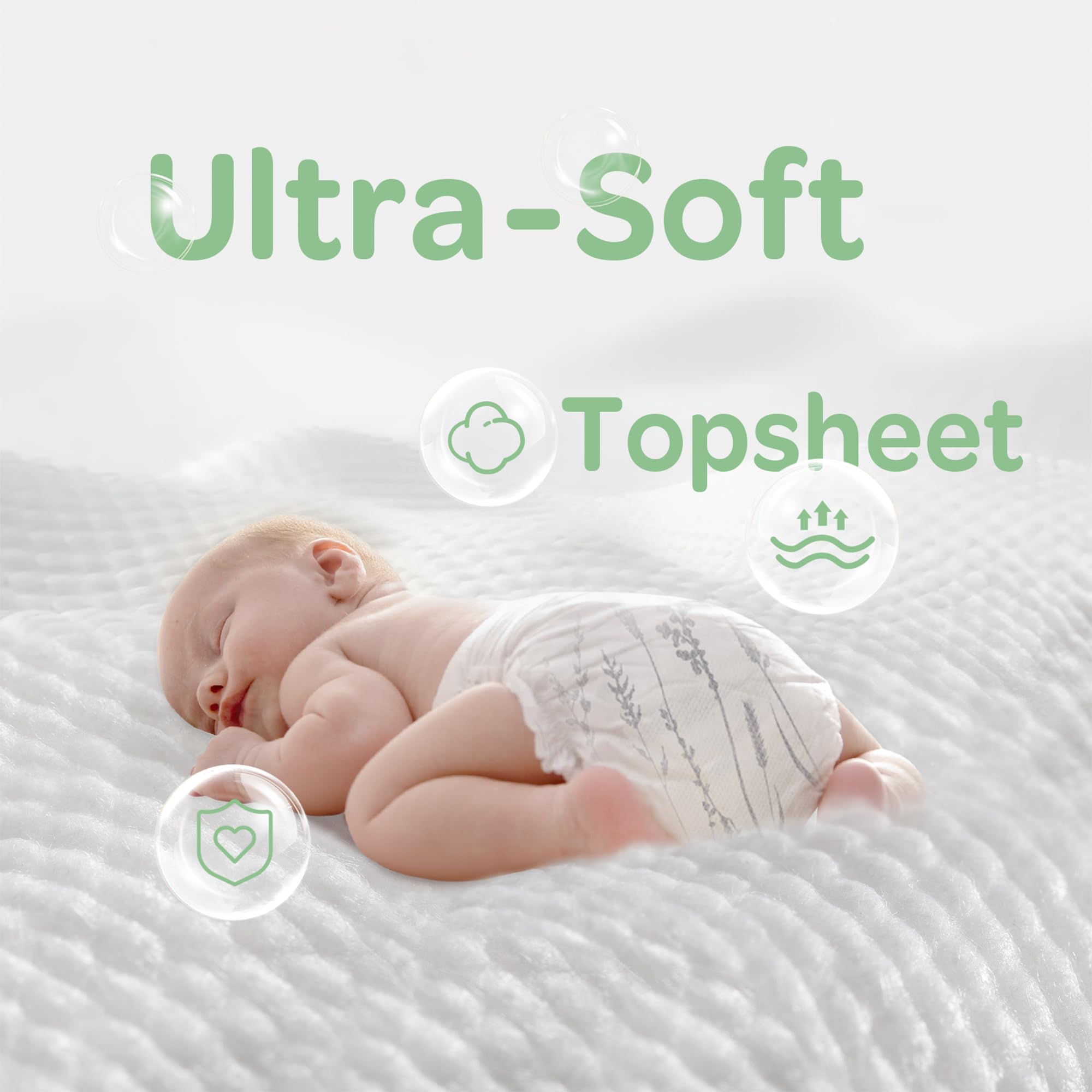 PARASOL Clear+Dry Disposable Diapers | RashShield Protection, Leakproof Design, Hypoallergenic Diaper Set | Size 2 (10-18 lbs.) 72 Count