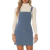 Allegra K Women's Corduroy Overall Dress Mini Short Length Adjustable Strap Bib Overalls Pinafore Dress