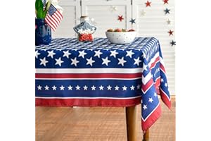 Horaldaily 4th of July Tablecloth 60x84 Inch, Patriotic Memorial Day Independence Day American Flag Table Cover for Party Picnic Dinner Decor