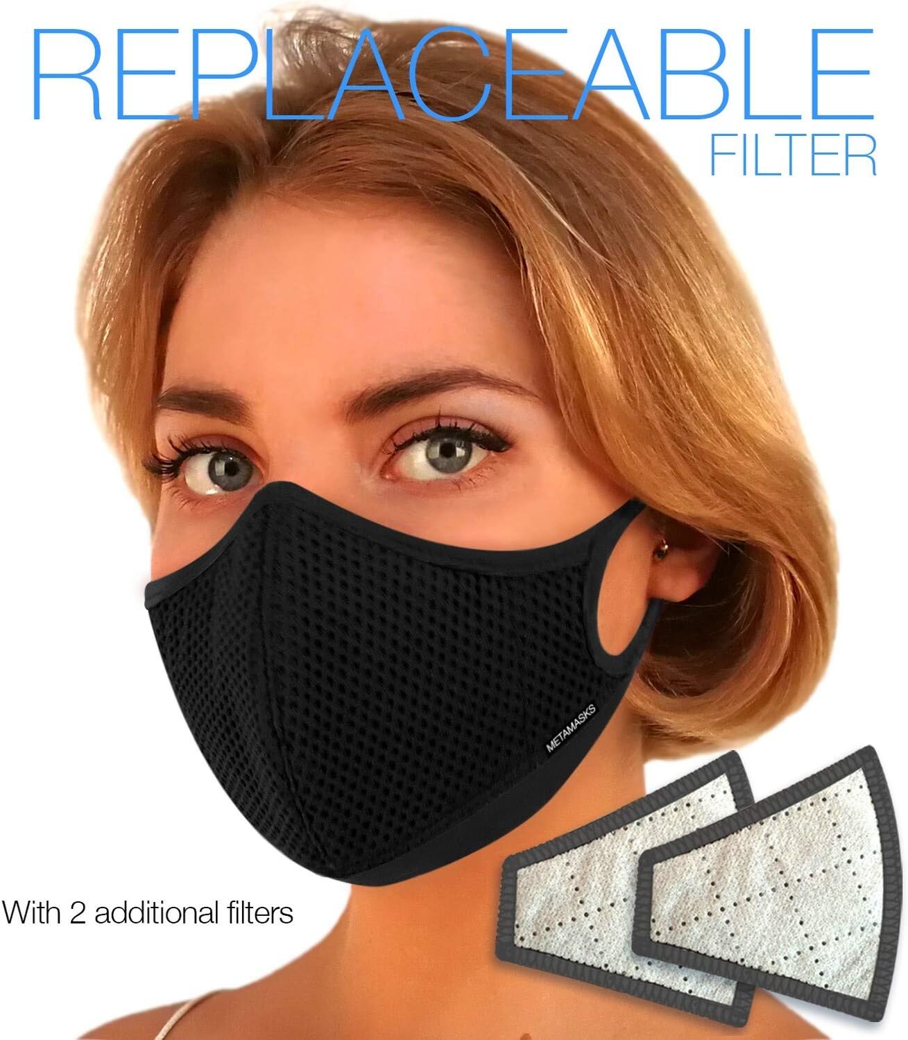 Air Pollution Face Mask For Women - Dust, N99 & N95 Pollution - Fashion Breathing Masks with Filter | Anti Exhaust Gas | Washable Eco PM2.5 (Small, Linen Black (Replaceable Filter))