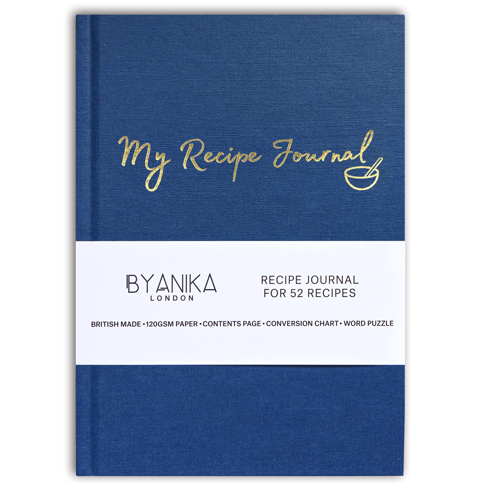 BYANIKA Recipe Book For Own Recipes - Sapphire Blue | Create Your Own Cookbook Journal | Hardback Notebook | Blank Diary To Write In | Cooking Organiser Family Cook Books | Foodie Baking Kitchen Gifts