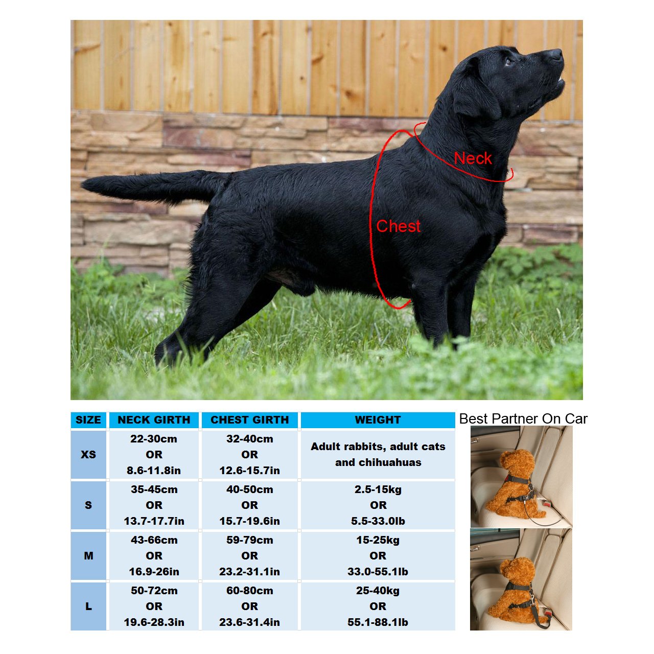 GraceMe Pet Dog Vest Harness Car Soft Mesh Front Range No Pull Harness Adjustable for Rabbit Cat Chiwawa Small Medium Large