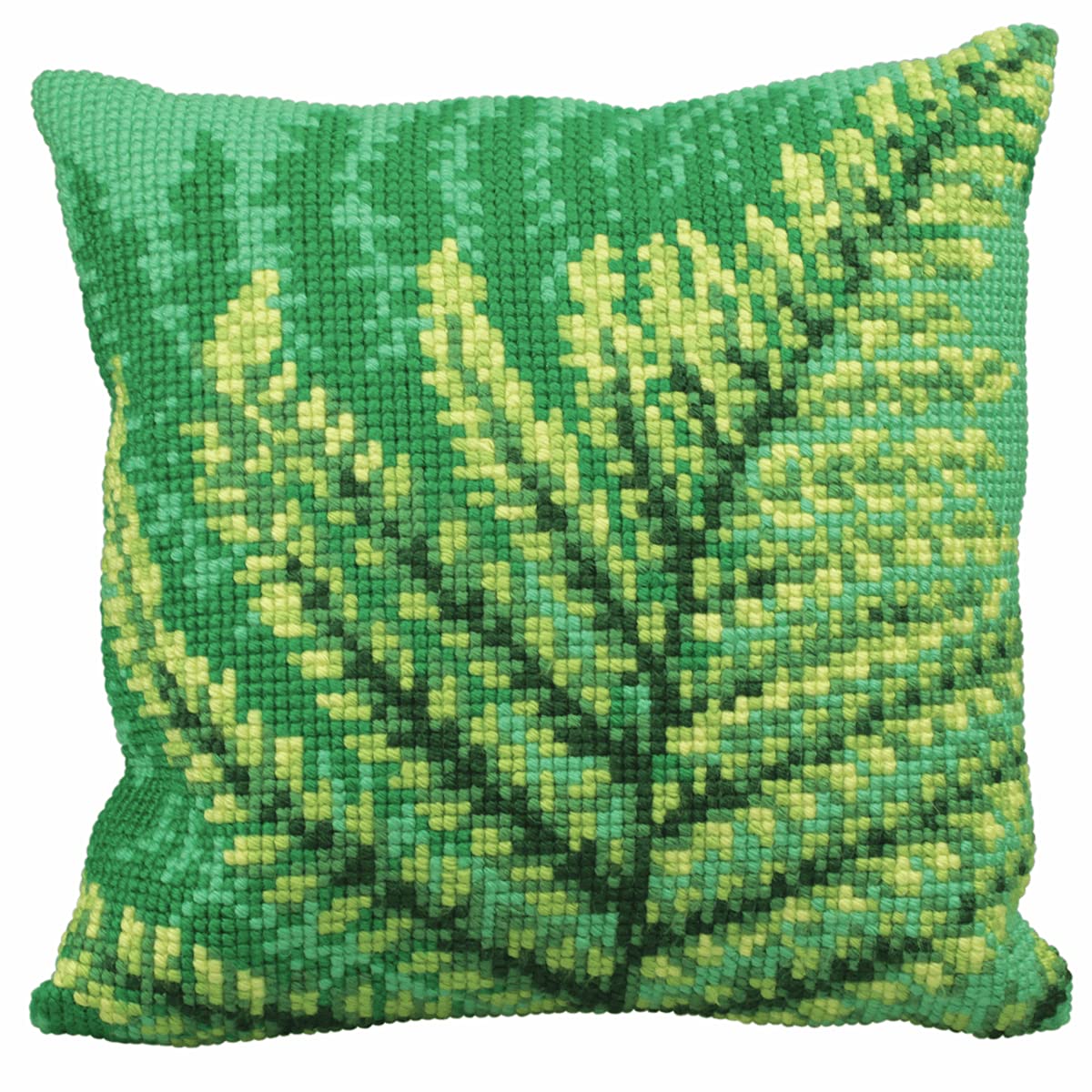 Collection D'Art CD5171 Cross Stitch Cushion: Green Fernes, 40 x 40 cm