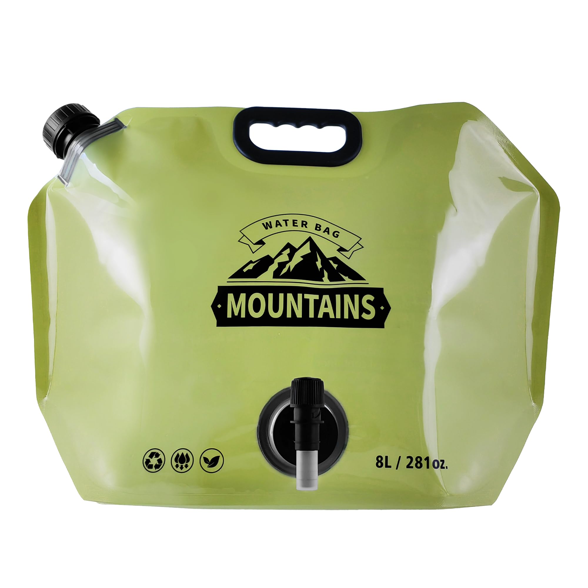 Photo 1 of MRBULLOCK Collapsible 8L Water Storage Bag, BPA-Free Portable Folding Water Jug with Adjustable Faucet, Leakproof Emergency Water Bag for Camping, Hiking, Riding, Outdoor Sport (GREEN, 1)