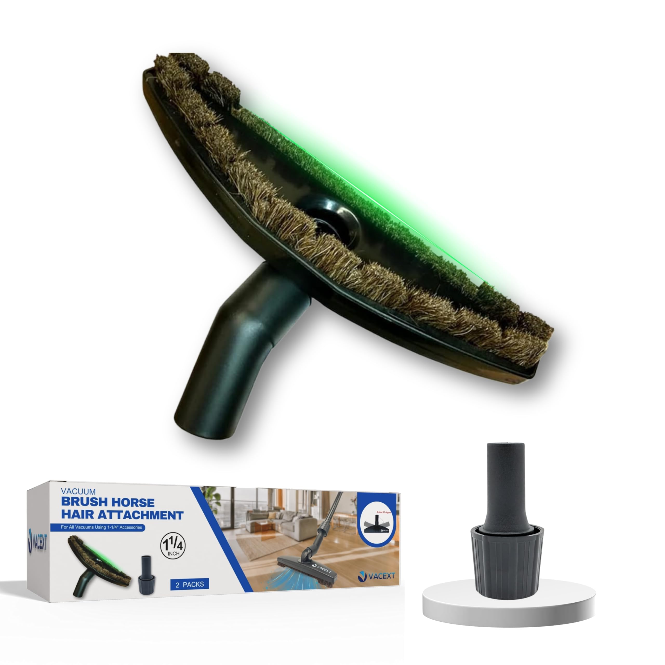 Photo 1 of 1.25 Inch Vacuum Brush Attachment Kit Compatible with All Vacuums Using 1-1/4'' Accessories - 1.25 Inch Shop Vac Accessories: Horse Hair Dust Brush, Vacuum Extension Wand and More (2 Pack)