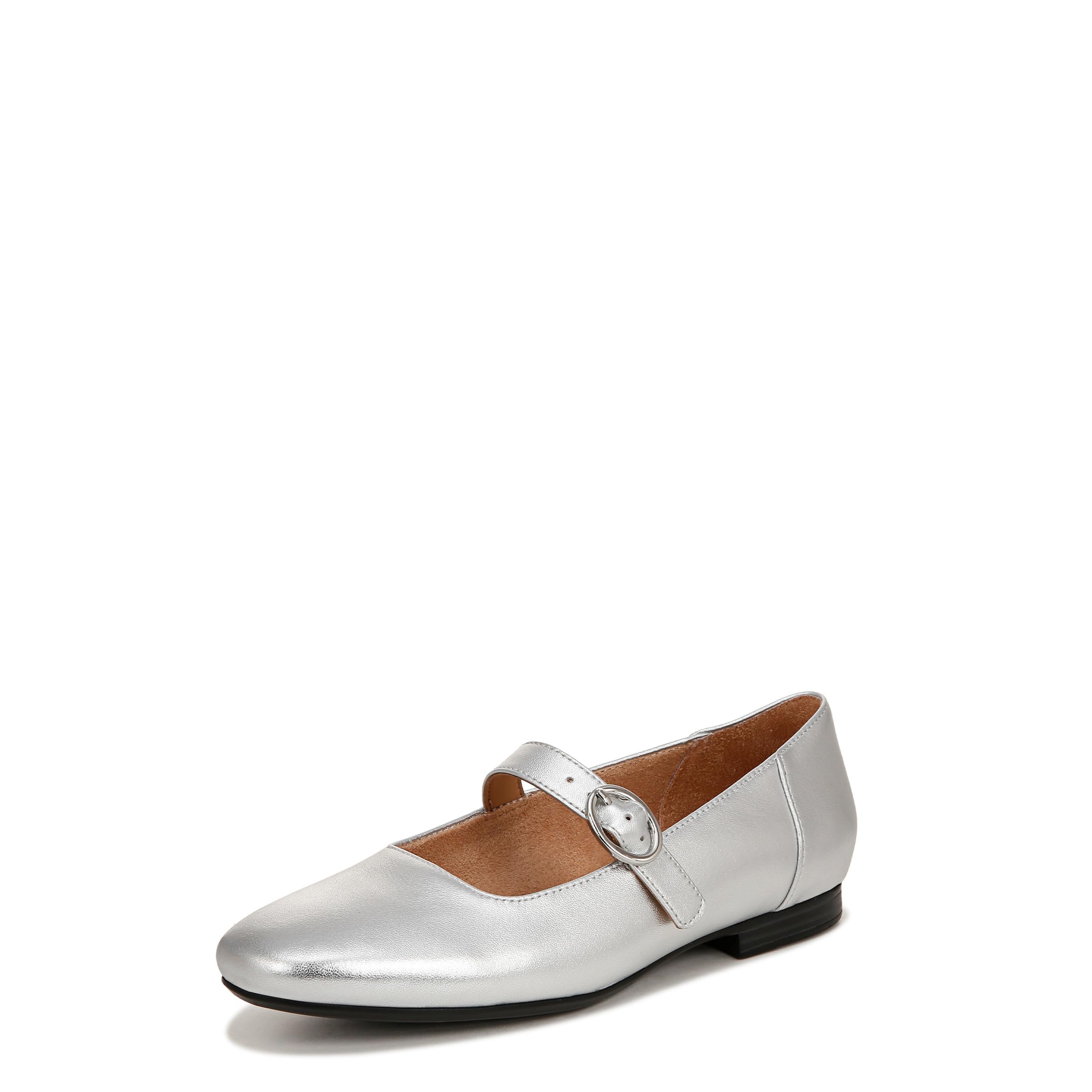 Naturalizer Womens Kelly Mary Jane Flats Silver Metallic 6.5 W