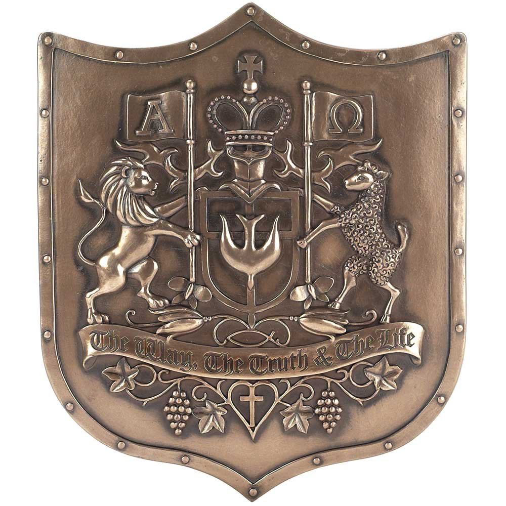 Dicksons The Way Truth Life Lion Lamb Bronzetone Shield 12 x 14 Inch Decorative Hanging Wall Plaque