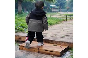 unununu Wooden Platform 3.7" Height.One Step Stool Larger 31.5" for Adults&Senior. Carbonization Porch Step,Stair Assist Indoor&Outdoor,Bedside Foot Stepper,Mobility Stepping.for Handicap,Elderly,Kids