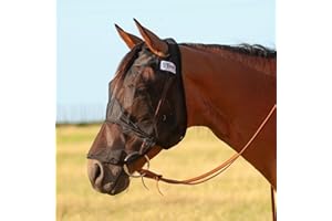 Cashel Quiet Ride Horse Fly Mask with Long Nose, Black, Arabian