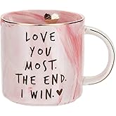 Hendson Girlfriend, Wife, Anniversary, Birthday, Romantic Gift - Love You Most The End I Win - Cute Couple Gifts Ideas for Girlfriend, Wife, Fiance, Mom, Her, Couples - Pink Marble Mug, 11.5oz Cup